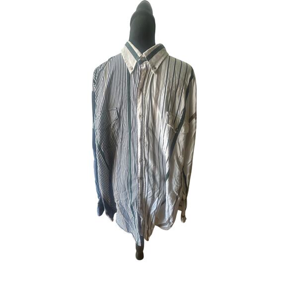 Roper Blue Green Striped Western Shirt – Long Sleeve Button-Down - Picture 1 of 9